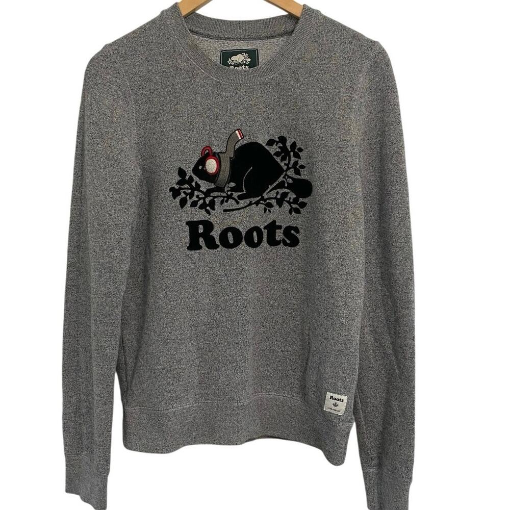 Roots Crew Neck Pullover Sweater Women's Small Velvet Logo